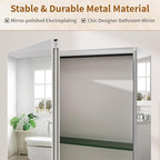 BEAUTYPEAK Bathroom Medicine Cabinet Mirror with Storage, 16 Inch x 24 Inch Silver Medicine Cabinet with Single Door & Adjustable Shelves for Vanity, Tempered, Aluminum Surface, Wall-mount or Recessed