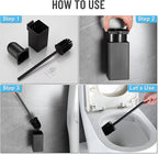 BVL Toilet Brush and Holder Black Toilet Bowl Brush for Ceaning with Stainless Steel Handle Wall Mounted