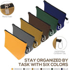 6 Pack Canvas Zipper Tool Bag, Premium Tool Pouches, Multi-Purpose Storage Organizer with Carabiner.