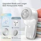 Fabric Shaver, Lint Remover for Clothes, Electric Lint Remover with 3 Replaceable Blades, Removes Fabric Pills, Rechargeable Sweater Defuzzer Pill Remover (White)