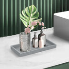 Bathroom Counter Tray,EG-SIPRO High-Grade Thickened Silicone Bathroom Vanity Tray,Shatterproof Durable Rectangle Bathroom Soap Dispenser Tray for Bathroom Countertop,Gray,Small+Large (EGTRAY)