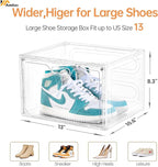 Amllas 8 Pack Shoe Boxes Clear Plastic Stackable, Large Shoe Storage Organizer with Lids,Drop Side Shoe Containers for Entryway,Sneaker Storage Fit up to US Size 13 (13’’x 10.6”x 8.3”)