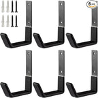 Heavy Duty Wall Mount Hooks - 6 pack, Small, Organizer with U Hooks Hangers For Garden Hose, Tools & More