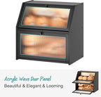 Extra Large Black Bread Box for Kitchen Counter, Large Bamboo Wood Double Layer Bread Box, Wooden Bread Storage Capacity