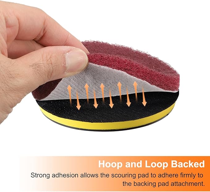 HARFINGTON 20pcs Scrubber Scouring Pads 180 Grits 5 Inch Drill Power Brush Hoop and Loop Surface Conditioning Disc Drill Scuffing Disc Scrub Pads for Home Kitchen Cleaning, Green