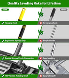 Lawn Leveling Rake 30x10 Inch , Heavy-Duty Yard Leveling Rake 6.2FT Leveler Tool for Soil, Sand & Topsoil, Backyard, Garden, Golf Course