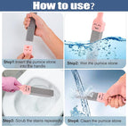Navona 10 Pack Pumice Stone Scouring Sticks with 2 Universal Handles, Grey Pumice Stone Cleaner for Cleaning Toilets, Bathrooms, Kitchens, Spas and Pools
