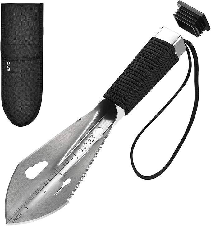 iunio Hiking Trowel, Camping, Backpacking, Portable Shovel, Multitool, Ultralight Camp Tool, with Carrying Pouch, for Gardening, Outdoor, Survival