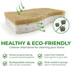 Natural Kitchen Sponges (24 Pack) - Biodegradable Cellulose & Coconut Scrubber Dish Sponges for Kitchen - Eco-Friendly, Non Scratch, Compostable, Non Toxic S-Shaped Natural Sponges for Dishes