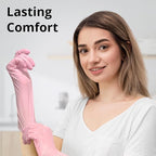 Disposable Nitrile Dishwashing Gloves, Extended 12 Inches Cuff, 6-mil, Cherry Blossom Cleaning Gloves, Latex-Free