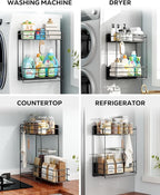 Nieifi Magnetic Shelves for Washing Machine, Heavy Duty, 2 Tier Magnetic Laundry Organizer, Dryer Sheet Holder for Laundry Room Storage, Black