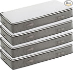 90L Under Bed Storage Containers, Closet Organizers and Storage Bins, Foldable Underbed Storage Bags for Blanket, Clothing, Comforter, Sweaters, Pillows, Linen Sheets, Wrapping Paper, grey