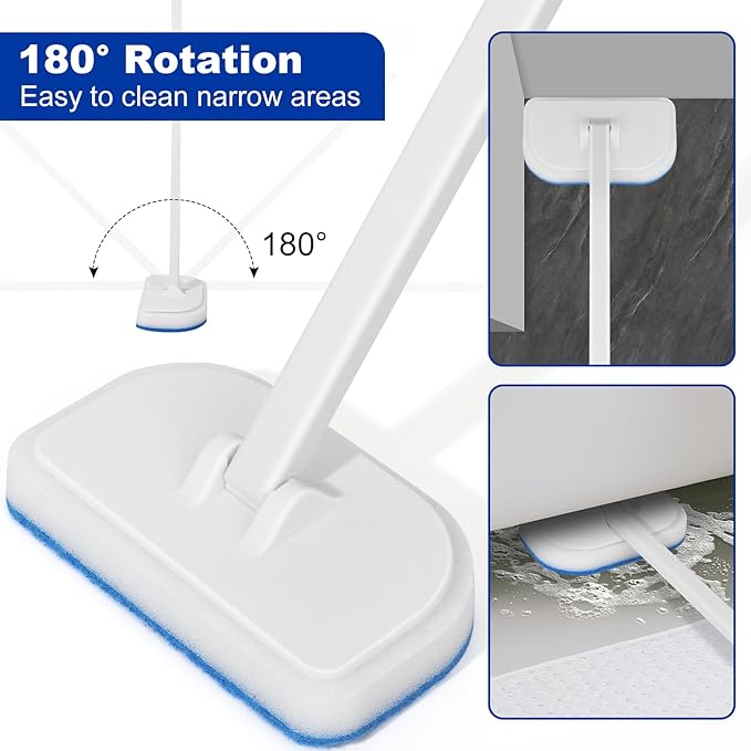 MOSEN Scrub Brush for Shower,4-in-1 Cleaning Brushes with 4 Different Function Cleaning Heads Brush for Shower Cleaning Bathroom Kitchen Car Tub Tile