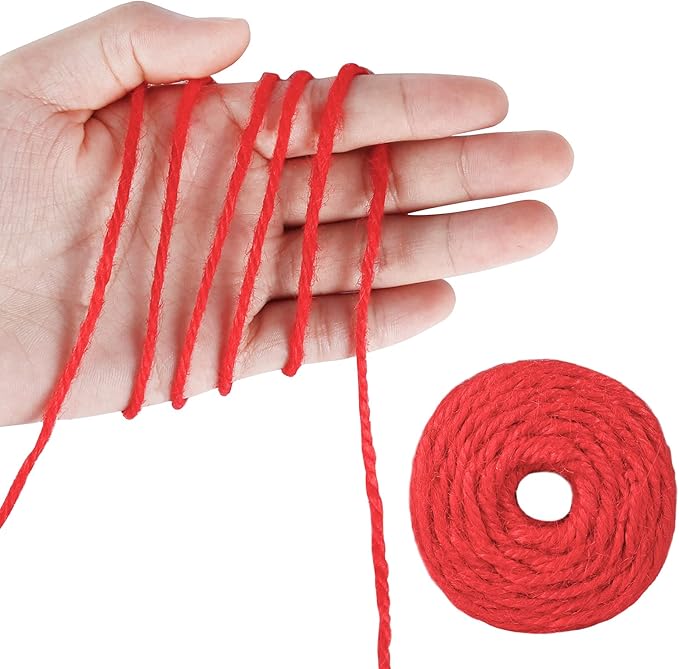 328 Feet 3mm Thick Natural Jute Twine, 3Ply Red Twine Roll Heavy Duty Packing Materials String for Crafts, Chistmas Gift Wrapping and Gardening
