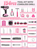 Cordless Drill Set 154 Pcs, 21V Power Drill with Tool Kit, Storage Bag, Electric Drills for Women, Precision Screwdriver set, Magnetic Tool Belt, Hand ToolBox, Drills Brush, Valentine's Day Gifts