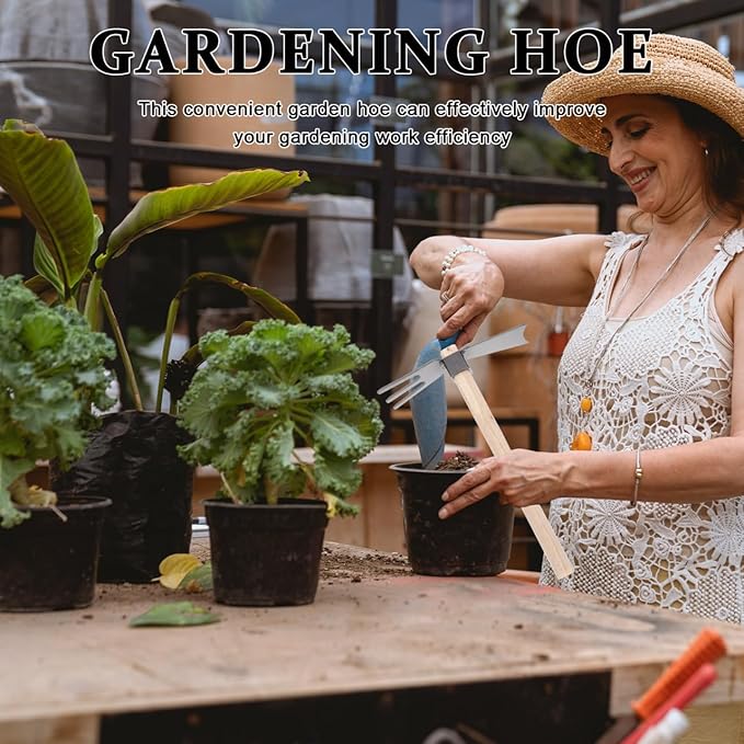 Hoe Hand Tools Garden Tool Dual Headed Hoe Hand Rake Mini Hoes Planting Gardening Hoe Hoe Garden Tool Garden Tools for Gardening Set Outdoor Iron Household Gadgets Hoes