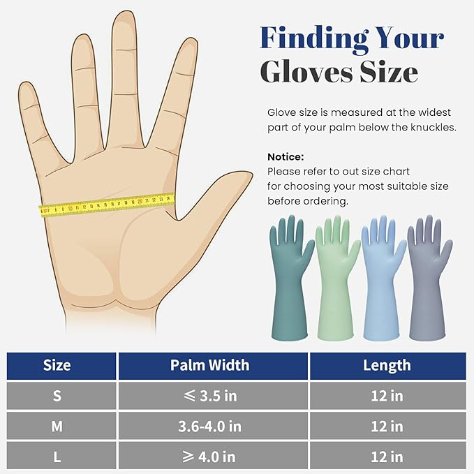 Rubber Kitchen Dishwashing Gloves - 4 Pairs Colorful Reusable Household Cleaning Gloves For Washing Dishes And Cleaning Tasks，Flexible And Durable Waterproof (Small, Dark Green+Blue+Green+Gray)