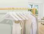 Amber Home 30 Pack White Wooden Coat Hangers with Gold Hook, White Wood Suit Hangers with Non-Slip Pant Bar, Clothes Hangers for Closet Organization, Shirts, Jackets, Dresses and Pants (White+Gold,30)