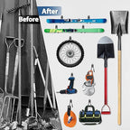 3-H Garage Wall Hooks 14 Pack, Garage Hooks Heavy Duty with Extra Welding Spots, Wall Mount Storage Organizer for Hanging Garden Lawn Tools, Ladder, WeedEater, Chair, Shovel, Blower (Black)