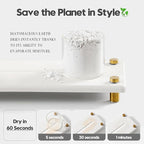 Water Absorbing Stone Sink Caddy Kitchen Sink Organizer Tray, Diatomite Bathroom Counter Tray, Gold Faucet Drying Mat Coaster Soap Dish Rack Riser Dispenser Sponge Holder, White 10" x 4"