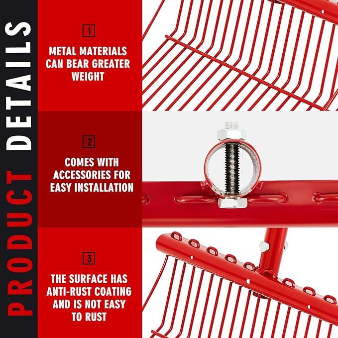 Tandefio 2 Pack Pitchfork Replacement Head Metal Horse Manure Rake Gardening Pitch Fork with Angled Tines for Horse Stall Poop Picking up(Red)