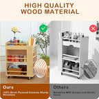 Art Activity Cart Wooden Rolling Utility Cart with Wheels 3-Tier Art Cart Organizer for Kids Multi-Functional Movable Birch Storage Cart Art and Crafts Supply Shelf Montessori Furniture