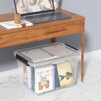 30 Quart Storage Boxes with Wheels, 4-Pack Clear Plastic Storage Bins with Lids