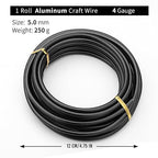 Black-5.0-Anodized Aluminum Bonsai Training Wire 250g Large Roll,Many Size to Choose,KSVZS Bendable Metal Wire for Crafts,Sculpting,Armature and Daily Use,Necessities for Family