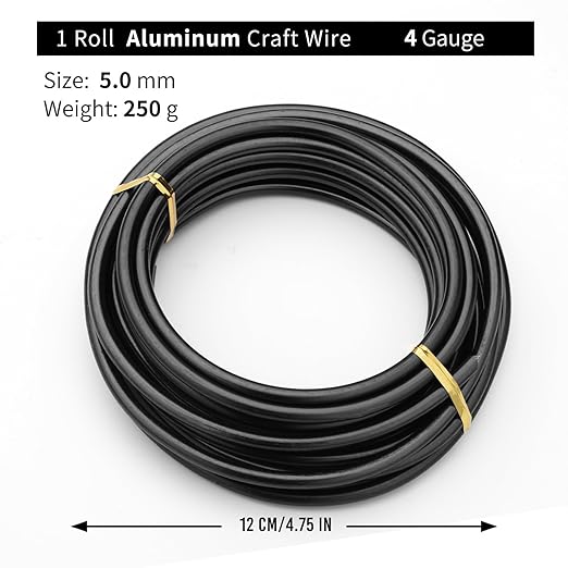 Black-5.0-Anodized Aluminum Bonsai Training Wire 250g Large Roll,Many Size to Choose,KSVZS Bendable Metal Wire for Crafts,Sculpting,Armature and Daily Use,Necessities for Family