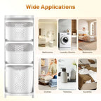 3 Tier Rolling Laundry Basket, Stacked Laundry Basket Organizer, Free Standing Portable Storage Baskets, Rolling Laundry Hamper Cart with 4 Wheels for Clothes, Toiletries, Snacks