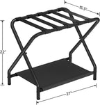 HOOBRO Luggage Rack, Pack of 2, Folding Suitcase Stand with Fabric Storage Shelf for Guest Room, Bedroom, Hotel, Holds up to 100 lb, 27 x 15.3 x 22 Inches, Space Saving, Black BK04XLP201