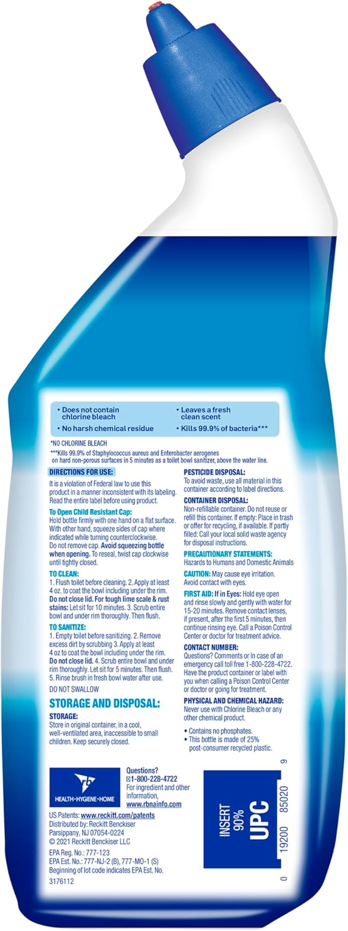 Lysol Toilet Bowl Cleaner Gel, For Cleaning and Disinfecting, Bleach Free, Ocean Fresh Scent, 24oz (Pack of 2)