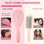 Shower Squeegee for Glass Doors, Bathroom Squeegee for Shower, Window Squeegee - Pink Comb and Squeegee Set for Hair Care and Glass Cleaning, by LTLUTU