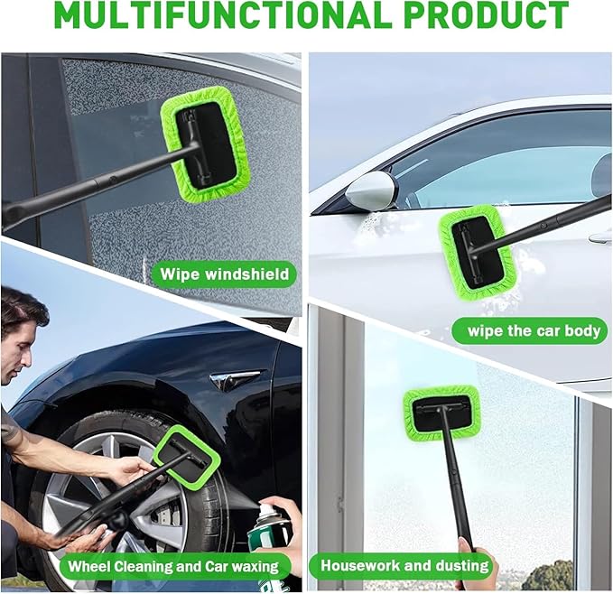 Xindell Windshield Cleaner Tool – Inside Car Window Cleaning Kit with 22“ Detachable Handle, Interior Windshield Squeegee for Clear Vision, Auto Detailing Kit for Car, Home & Outdoor Windows