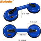 SOLUDE 2 Pack Glass Suction Cups,Aluminium Heavy Duty Vacuum Handle Glass Holder for Lifting Large Glass/Window/Tiles/Mirror/Granite/Floor Gap Fixer/Windshield Removal & Install Tool,Blue