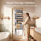 5 Tiers Over Door Organizer with 10 Mesh Side Pockets, 50 lbs Weight Capacity Hanging Storage Organizer with Clear Window Kids Toys, Shoes, Diapers, Dark Gray