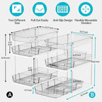Delamu 2 Pack 3-Tier Bathroom Under Sink Organizers and Storage, Multi-Purpose Stackable Pantry Organization and Storage, Pull Out Clear Kitchen Bathroom Cabinet Organizer with Movable Dividers, Grey