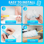 50 Count Disposable Duster Refills for Swiffer Dusters with 1 Handle - 360° Multi-Surface Larger Size Feather Dusters, Dusting Kit for Cleaning Home, Furniture, Blinds and Ceiling Fans
