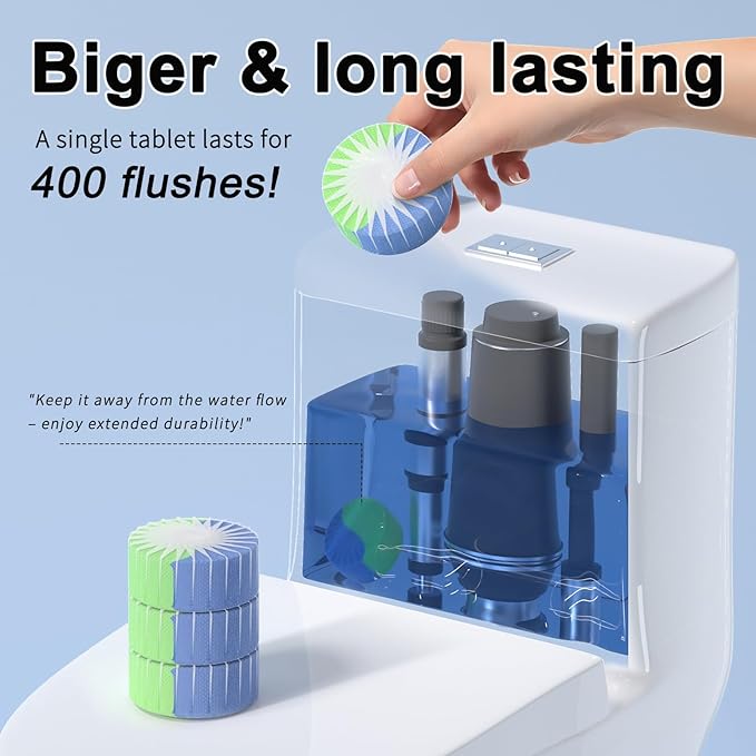 Automatic Toilet Bowl Cleaner Tablets,30 Pack Toilet Blue Tablets For Tank Long Lasting,Two-tone In Tank Cleaner Tabs,Bathroom Cleaner (30, BLUE&GREEN)