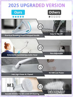 Tilswall Cordless Electric Spin Scrubber - Powered Shower & Tile Cleaning Brush with Detachable Handle, 2-Speed Modes & Extra Battery, for Bathroom Tub/Glass/Car Windows