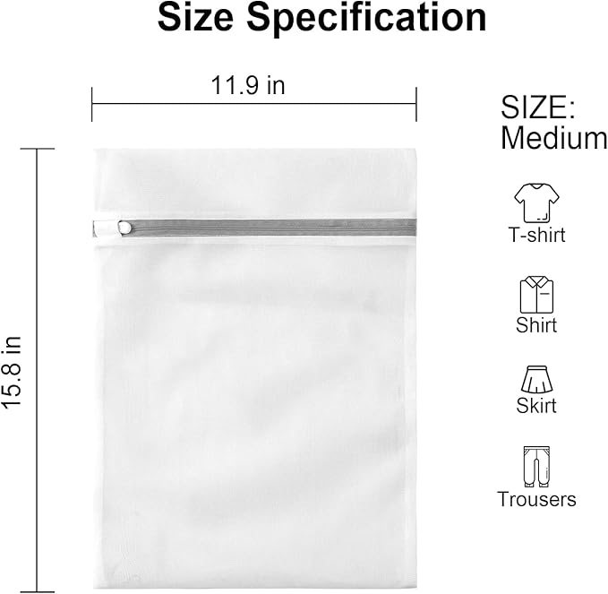 3 Pack Mesh Laundry Bags Medium by MDSXO- Fine Durable Lingerie Delicates Bag for Washing Machine for Socks, Bra, Mask,Underwear 12 * 16 inch [3 Pack]
