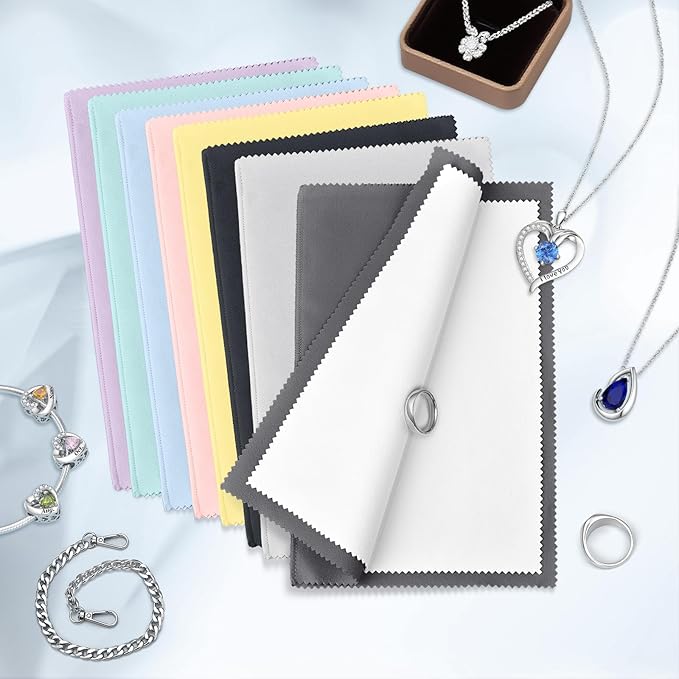 SEVENWELL 2pcs Jewelry Polishing Cleaning Cloth Large 10'' x 12'' for Sterling Silver Jewelry Gold, Diamond, Platinum, Precious Stones, Coins (Gray)