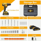 Cordless Drill Set with Battery and Charger,Power Drill Tool Set 20v,3/8-Inch Keyless Chuck,Variable Speed (Equipped with 2x 3Ah Batteries)