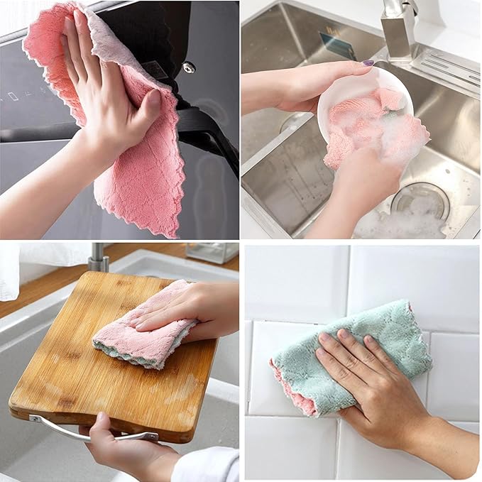 32 Pack Cleaning Cloth Kitchen Cloth, Dish Towels Super Absorbent Coral Velvet Dishtowels, Microfiber Premium Soft Tea Towels, Quick Dry Rags, Multipurpose Reusable Washcloths, Non-Stick Oil Cloths.