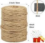 Tenn Well Jute Twine, 164 Feet 4mm Natural Garden Twine Rope for Crafts, Gardening, Plant Support, Gift Wrapping, Recycling, Christmas Ornaments, Holiday Decor
