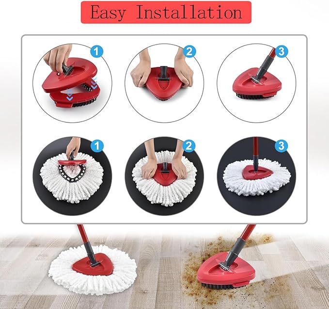 6-Pack Spin Mop Head Refills for Ocedar Easywring with 1 Base Head and 1 Mop Scrub Brush Head, Replacement Reusable Microfiber Mop Heads for O Cedar