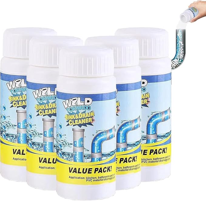 2025 New Sink Drain Cleaner, Sink and Drains Cleaner, Multi-functional Sink and Drains Cleaner Powder Cleaning, Drain Cleaner Foam Cleaner, Powerful Pipe Dredging Agent for Home Kitchen Toilet (5Pcs)
