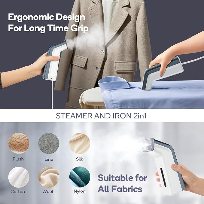 Travel Steamer for Clothes,100V-240V for Globle Traveling,Book-size Integrated design,Steamer ＆ Iron 2 In 1 for Clothes Portable mini, Clothes Steamer handheld for Home,Office(Panda color)