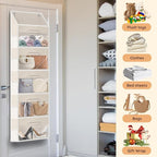 Ofiray-home Over Door Organizer with Drawers, 5-Tier Hanging Storage, Removable Bins & 10 Side Pockets. For Closet, Baby Items, Yarn, Bedding, Clothes, Toys, Towels - Beige