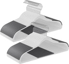SONGMICS Clothes Hangers, Pack of 30 Plastic Coat Hangers, Space-Saving, White and Dark Gray UCRP050W03